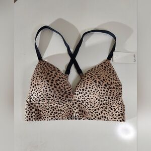 Splendid Side Smoothing Leopard Print Wire Free Racerback Bralette WM Size S NWT